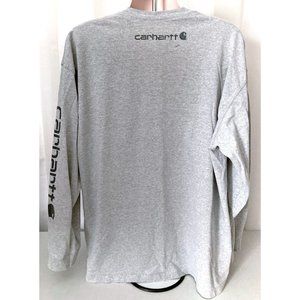 Men's Carhartt LS T-shirt 2XL Gray CARHARTT on Sleeve & Upper Back Cotton Blend